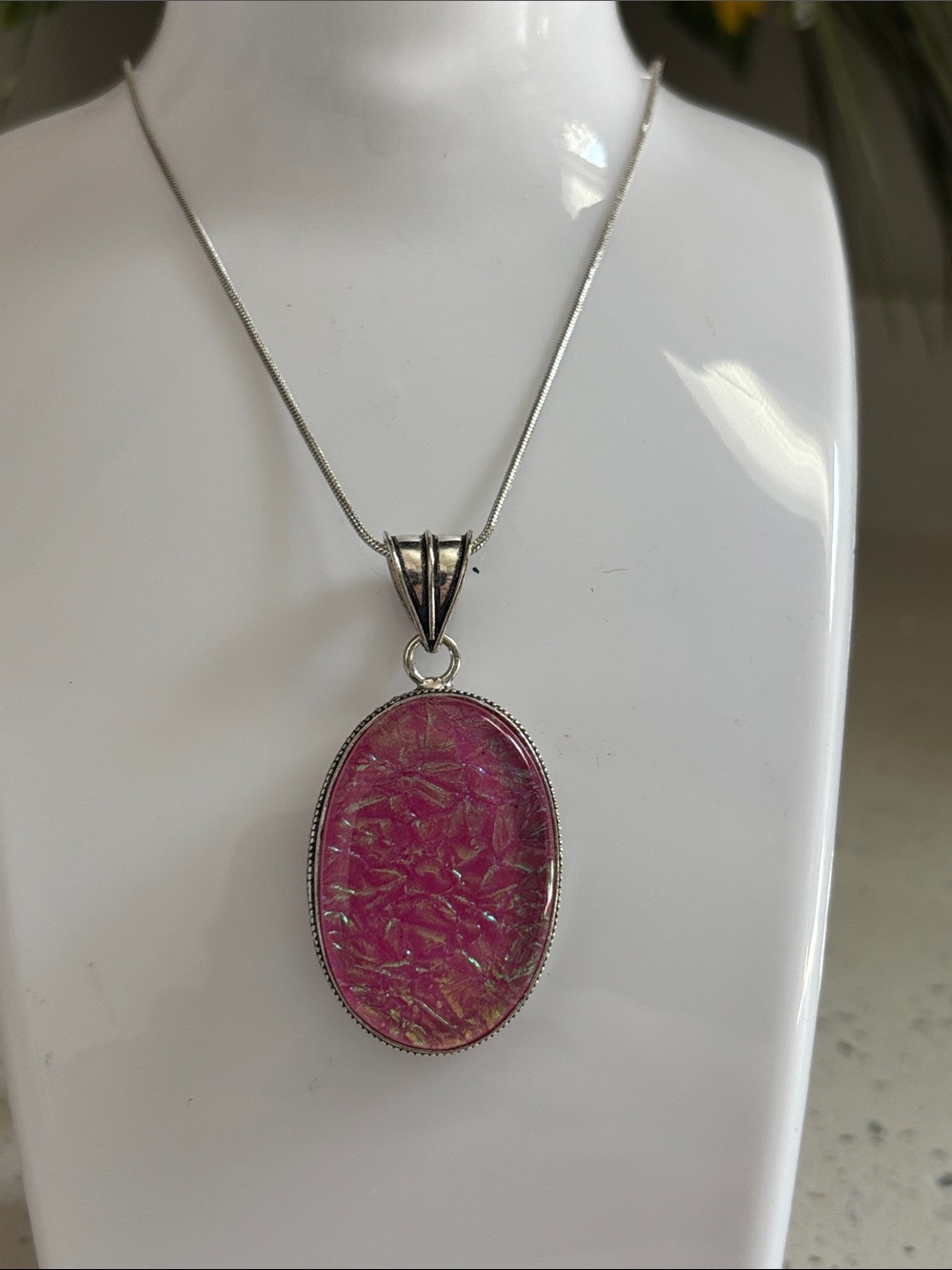 Sterling Triplet Opal Gemstone Pendant Necklace